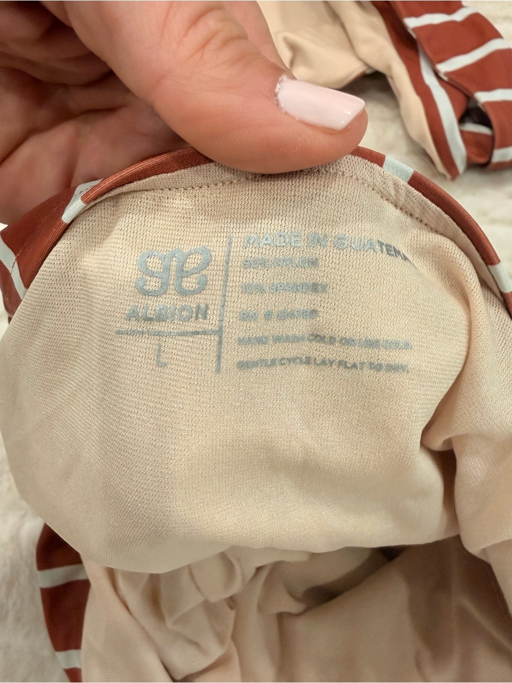 Albion Fit Game Changer top & High Waisted Bottoms- Rust & White Stripe L - Picture 6 of 7
